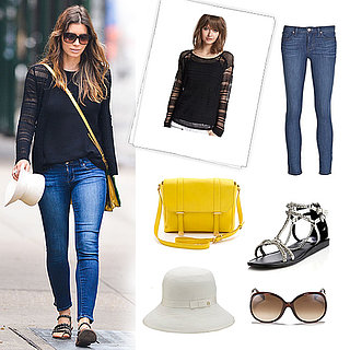 Jessica Biel Wearing Chain Sandals