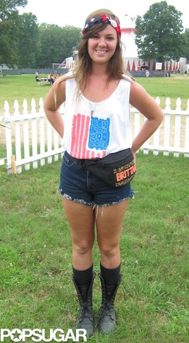Keep your hair off your face and show your love for your country with an American flag bandanna, like this festivalgoer did.
Photo: Marisa Tom
Keep your hair off your face and show your love for your country with an American flag bandanna, like this festivalgoer did.
Photo: Marisa Tom