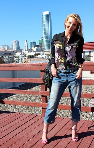 Printed Blouse & Boyfriend Jeans