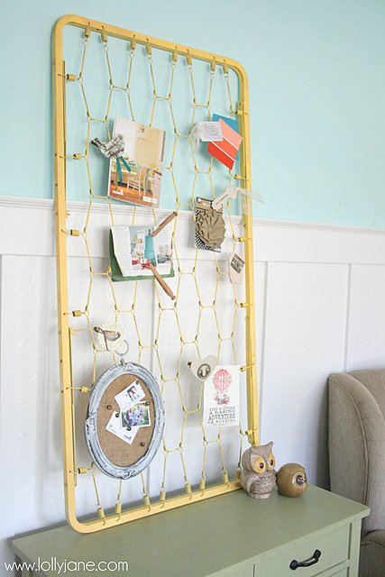 Upcycle Your Crib Mattress Frame Into a Shabby-Chic Bulletin Board Upcycle Your Crib Mattress Frame Into a Shabby-Chic Bulletin Board