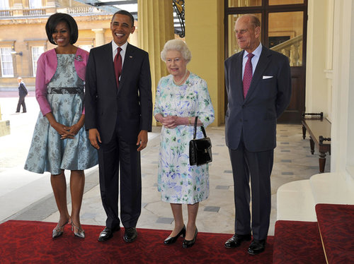 The Obamas met with Queen Elizabeth II and Prince Philip during their short London trip in May 2011.
The Obamas met with Queen Elizabeth II and Prince Philip during their short London trip in May 2011.