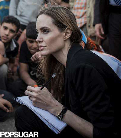 Angelina Jolie took notes.
Angelina Jolie took notes.