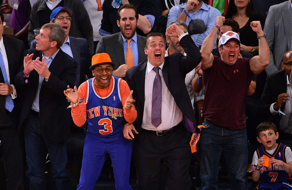 Spike Lee and company could not hold back their enthusiasm during a NY Knicks playoff game in May.
Spike Lee and company could not hold back their enthusiasm during a NY Knicks playoff game in May.