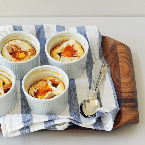 Baked Eggs With Tomato, Cheese, and Fire-Roasted Eggplant Baked Eggs With Tomato, Cheese, and Fire-Roasted Eggplant