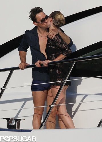 Jamie Hince and Kate Moss shared a steamy kiss on the deck of Sir Philip Green's yacht during their July 2011 honeymoon in Corsica, France.
Jamie Hince and Kate Moss shared a steamy kiss on the deck of Sir Philip Green's yacht during their July 2011 honeymoon in Corsica, France.