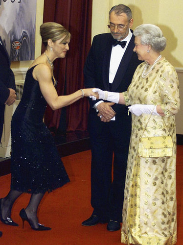 The queen of pop, Madonna, met the Queen of England at the November 2002 world premiere of Die Another Day in London.
The queen of pop, Madonna, met the Queen of England at the November 2002 world premiere of Die Another Day in London.