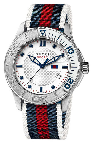 A sporty watch comes in handy if you're timing slip 'n' slide races or keeping track of how long the burgers have been on the grill. We love Gucci's luxe navy-and-red option ($950).
A sporty watch comes in handy if you're timing slip 'n' slide races or keeping track of how long the burgers have been on the grill. We love Gucci's luxe navy-and-red option ($950).