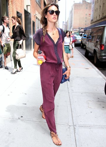 Alessandra Ambrosio rocked a colorblock jumpsuit by Gypsy05 with a blue bag while out in NYC.
Alessandra Ambrosio rocked a colorblock jumpsuit by Gypsy05 with a blue bag while out in NYC.