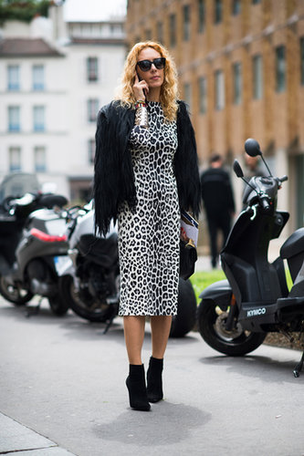 Always sexy and forever in style, a black-and-white leopard sheath is a no-brainer.
Always sexy and forever in style, a black-and-white leopard sheath is a no-brainer.