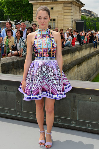 A vibrant graphic print made a serious statement outside the Christian Dior show.
A vibrant graphic print made a serious statement outside the Christian Dior show.