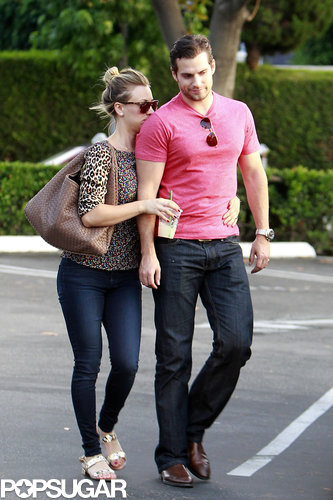 Haley Cuoco kissed Henry Cavill's arm.
Haley Cuoco kissed Henry Cavill's arm.