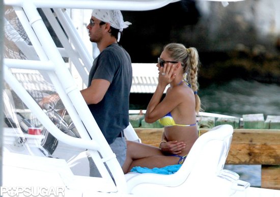 Anna Kournikova and Enrique Iglesias set sail on their boat near their home in Miami.
Anna Kournikova and Enrique Iglesias set sail on their boat near their home in Miami.