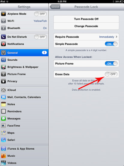 Turn Off the Erase Data Option Turn Off the Erase Data Option