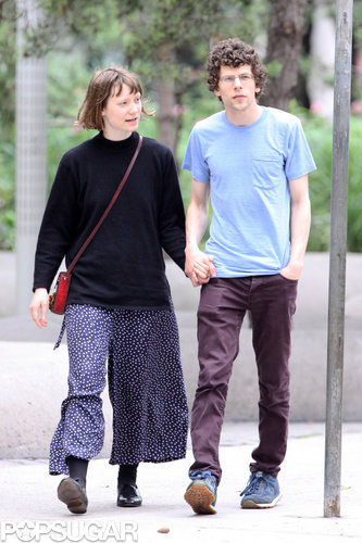 Jesse Eisenberg and Mia Wasikowska held hands.
Jesse Eisenberg and Mia Wasikowska held hands.