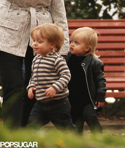 In April 2010, Knox Jolie-Pitt and Vivienne Jolie-Pitt played together at a park in Venice.
In April 2010, Knox Jolie-Pitt and Vivienne Jolie-Pitt played together at a park in Venice.