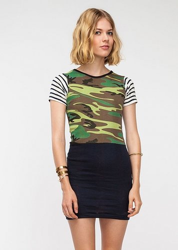Edith A. Miller's combo crewneck dress ($161) combines stripes and camo for a knockout little day dress — not to mention an ultraflattering colorblock effect.
Edith A. Miller's combo crewneck dress ($161) combines stripes and camo for a knockout little day dress — not to mention an ultraflattering colorblock effect.