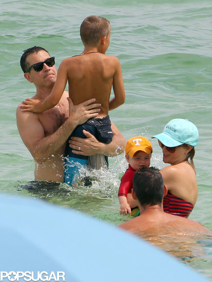 Reese Witherspoon and Jim Toth played with their kids in the water.
Reese Witherspoon and Jim Toth played with their kids in the water.