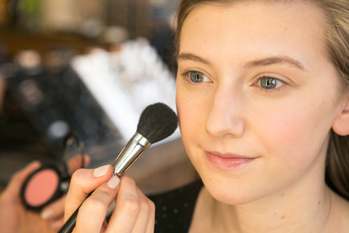 Next, Bettelli used Pro Longwear Blush in Rosy Outlook ($25) on the apples of the cheeks for a soft flush of color.
Next, Bettelli used Pro Longwear Blush in Rosy Outlook ($25) on the apples of the cheeks for a soft flush of color.