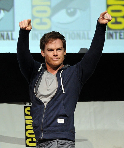 Michael C. Hall struck a badass pose at the Dexter panel at Comic-Con on Thursday.
Michael C. Hall struck a badass pose at the Dexter panel at Comic-Con on Thursday.
