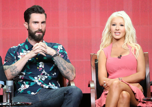 Christina Aguilera and Adam Levine were on the panel to talk about The Voice.
Christina Aguilera and Adam Levine were on the panel to talk about The Voice.