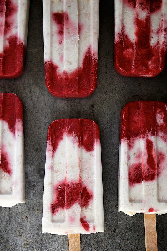 Roasted Strawberry and Toasted Coconut Popsicles Roasted Strawberry and Toasted Coconut Popsicles