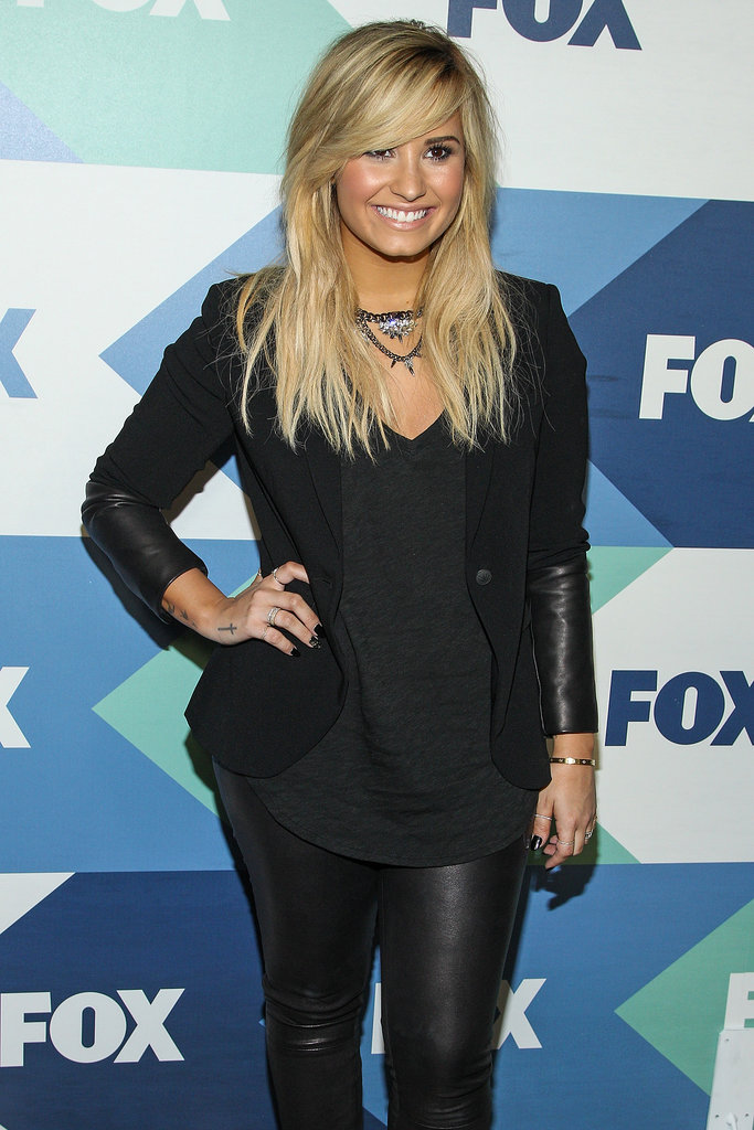 Demi Lovato wore all black to the Fox All-Star Party in LA.
Demi Lovato wore all black to the Fox All-Star Party in LA.