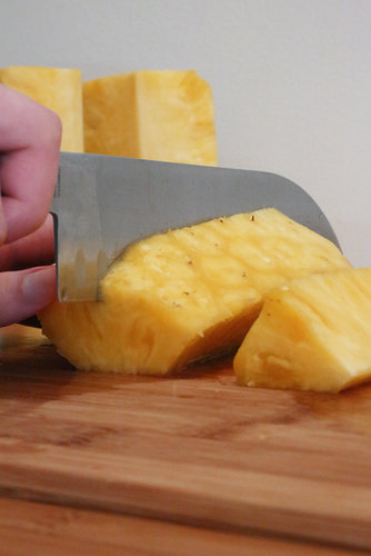 Line up the spears and cut them in half.
Line up the spears and cut them in half.