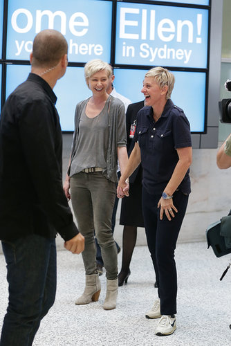 Portia de Rossi and Ellen DeGeneres shared a laugh in the Sydney Airport in March 2013.
Portia de Rossi and Ellen DeGeneres shared a laugh in the Sydney Airport in March 2013.