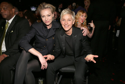 Ellen DeGeneres and Portia de Rossi cuddled (and got photobombed by Kelly Clarkson) at the 2013 Grammy Awards in February 2013.
Ellen DeGeneres and Portia de Rossi cuddled (and got photobombed by Kelly Clarkson) at the 2013 Grammy Awards in February 2013.