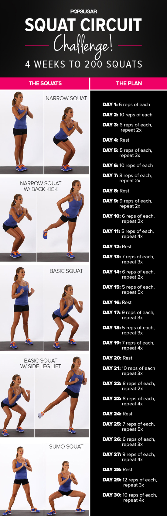 Printable Squat Challenge | POPSUGAR Fitness