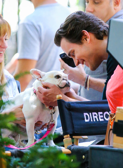 Matt Bomer snuggled with an adorable French bulldog on the set of White Collar in NYC in August 2013.
Matt Bomer snuggled with an adorable French bulldog on the set of White Collar in NYC in August 2013.