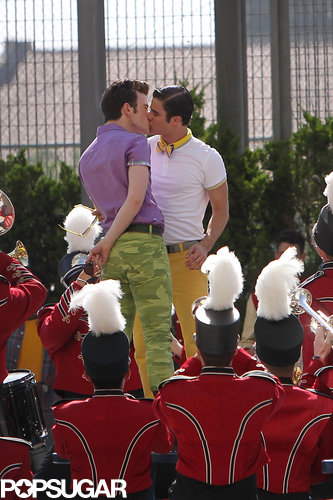 Chris Colfer and Darren Criss shared a kiss on set.
Chris Colfer and Darren Criss shared a kiss on set.