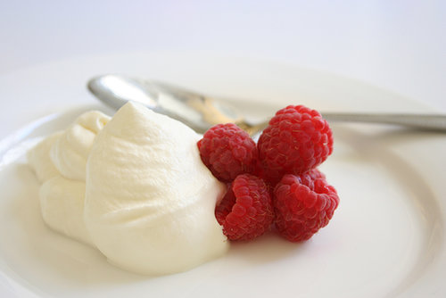 Raspberries, Whipped Cream, and Honey Raspberries, Whipped Cream, and Honey