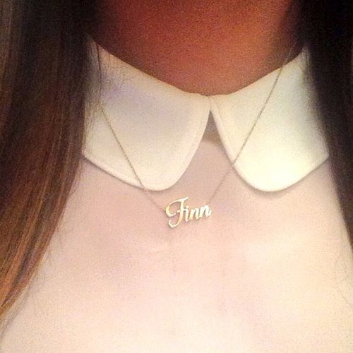 Lea Michele wore a "Finn" nameplate necklace while filming Glee's tribute episode to Cory Monteith.
Source: Instagram user msleamichele
Lea Michele wore a "Finn" nameplate necklace while filming Glee's tribute episode to Cory Monteith.
Source: Instagram user msleamichele