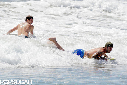 David Beckham spent time in the water with his sons.
David Beckham spent time in the water with his sons.
