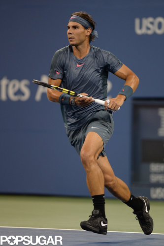 Rafael Nadal played a singles set.
Rafael Nadal played a singles set.