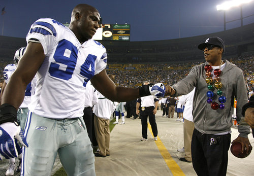 Jay Z hung out on the field before a Dallas Cowboys game in September 2008.
Jay Z hung out on the field before a Dallas Cowboys game in September 2008.
