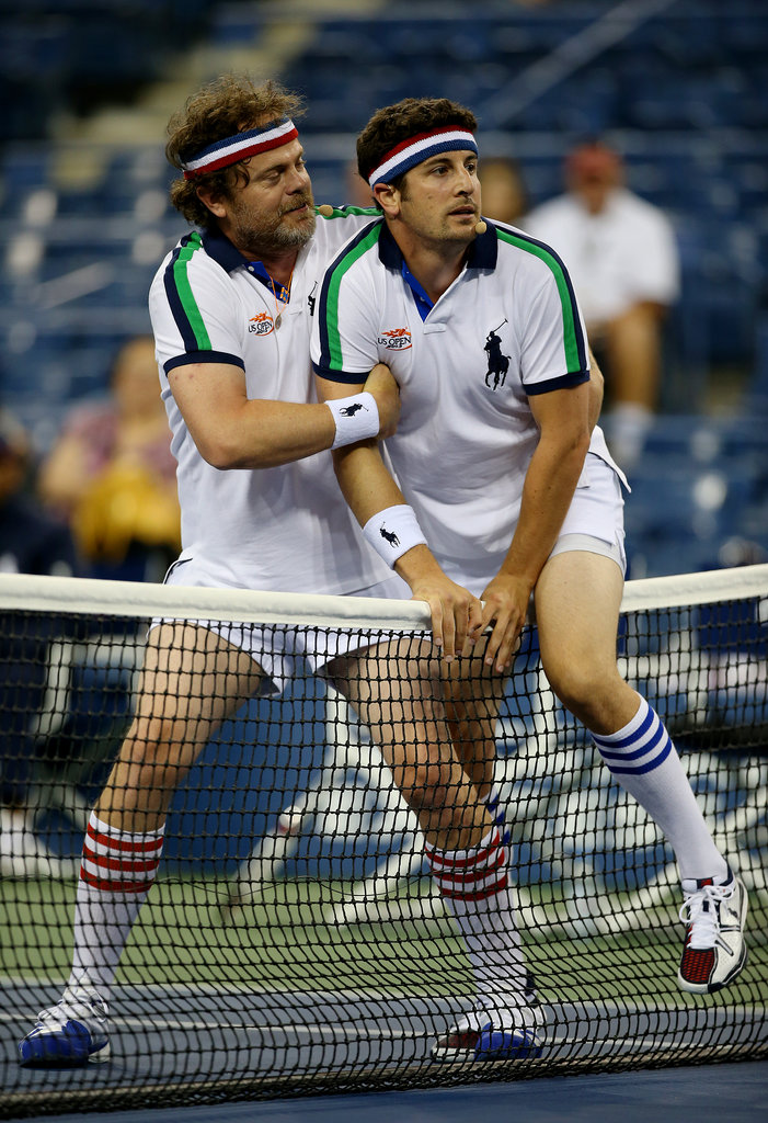 Rainn Wilson and Jason Biggs took the court for fun during a break from the competition.
Rainn Wilson and Jason Biggs took the court for fun during a break from the competition.