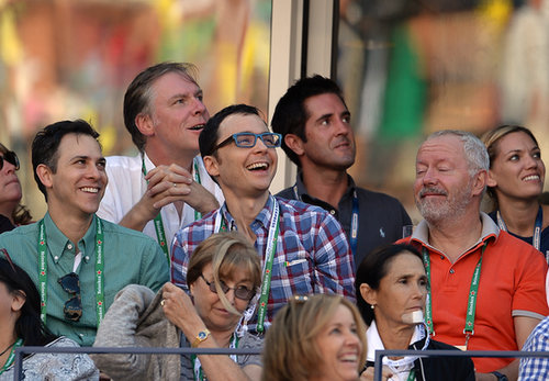 Jim Parsons smiled in the stands.
Jim Parsons smiled in the stands.