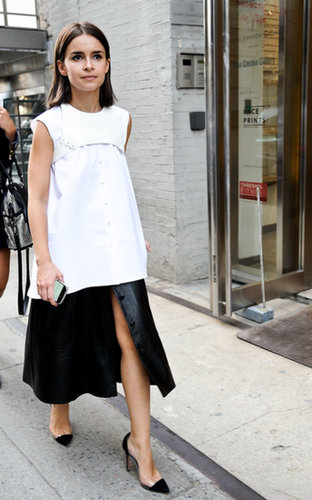 Boxy proportions made Miroslava Duma's black and white look that much more chic.
Boxy proportions made Miroslava Duma's black and white look that much more chic.