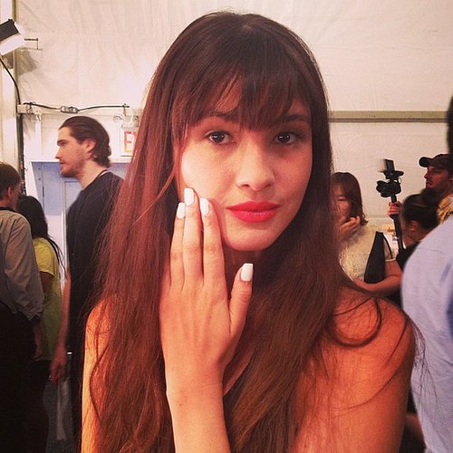 Red lips plus white nails backstage at Nanette Lepore.
Red lips plus white nails backstage at Nanette Lepore.