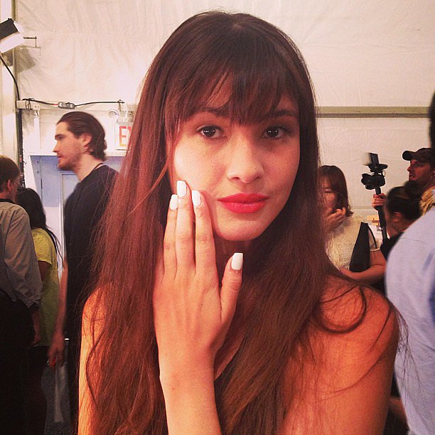 Red lips plus white nails backstage at Nanette Lepore.
Red lips plus white nails backstage at Nanette Lepore.