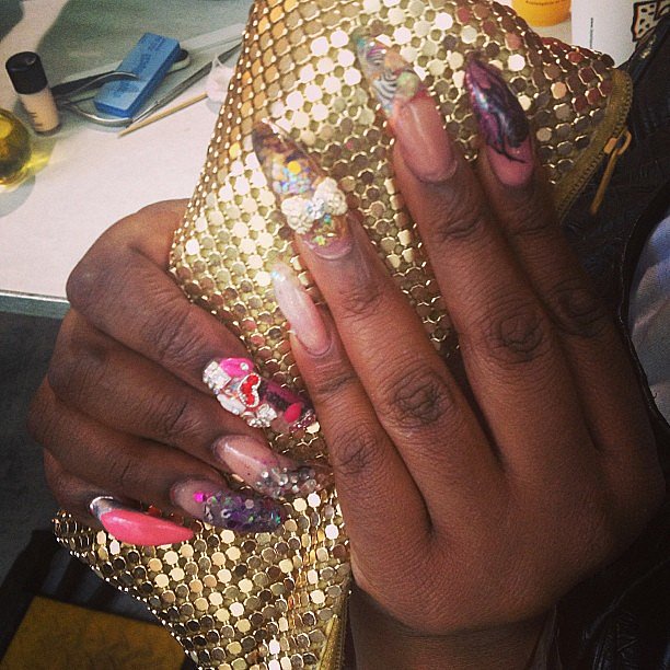 We just had to capture this incredible nail art on lead manicurist Honey backstage at Proenza Schouler.
We just had to capture this incredible nail art on lead manicurist Honey backstage at Proenza Schouler.