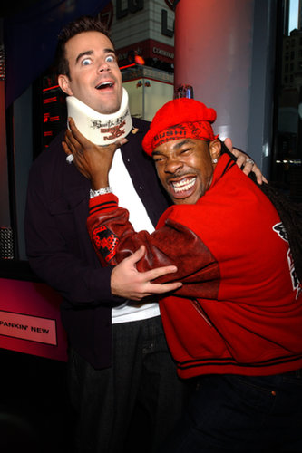 Busta Rhymes goofed off with Carson Daly when he visited TRL in 2001.
Busta Rhymes goofed off with Carson Daly when he visited TRL in 2001.