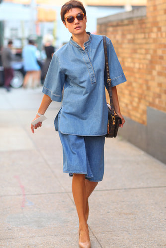 Denim on denim with a '70s twist.
Denim on denim with a '70s twist.