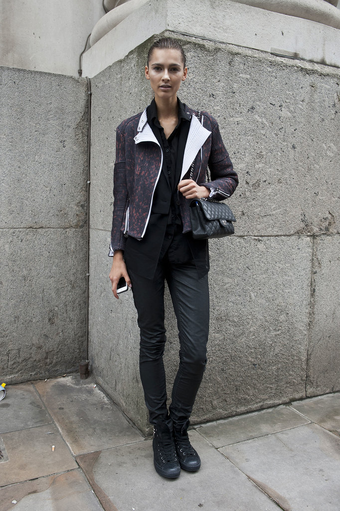 Check out the print on that moto jacket.
Check out the print on that moto jacket.