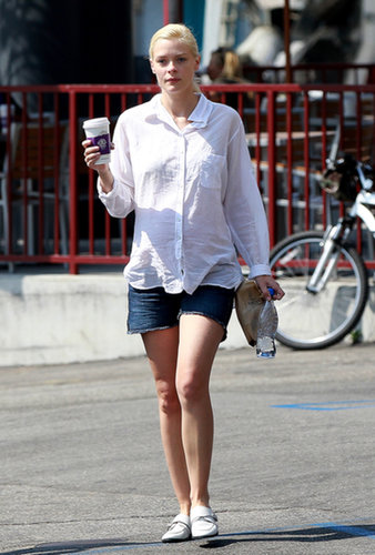 A cool white button-down with denim cutoffs and white loafers is the way the pregnant Jaime King grabs her morning coffee.
A cool white button-down with denim cutoffs and white loafers is the way the pregnant Jaime King grabs her morning coffee.