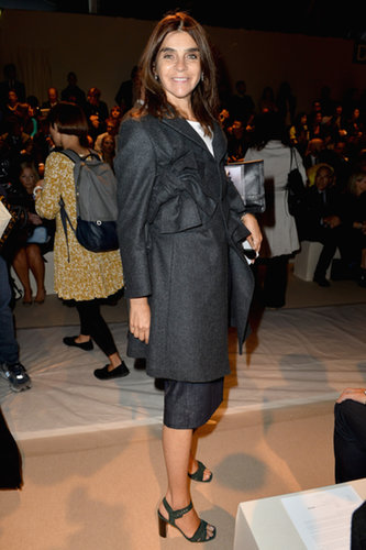 Carine Roitfeld hit the Max Mara front row in layered gray pieces.
Carine Roitfeld hit the Max Mara front row in layered gray pieces.