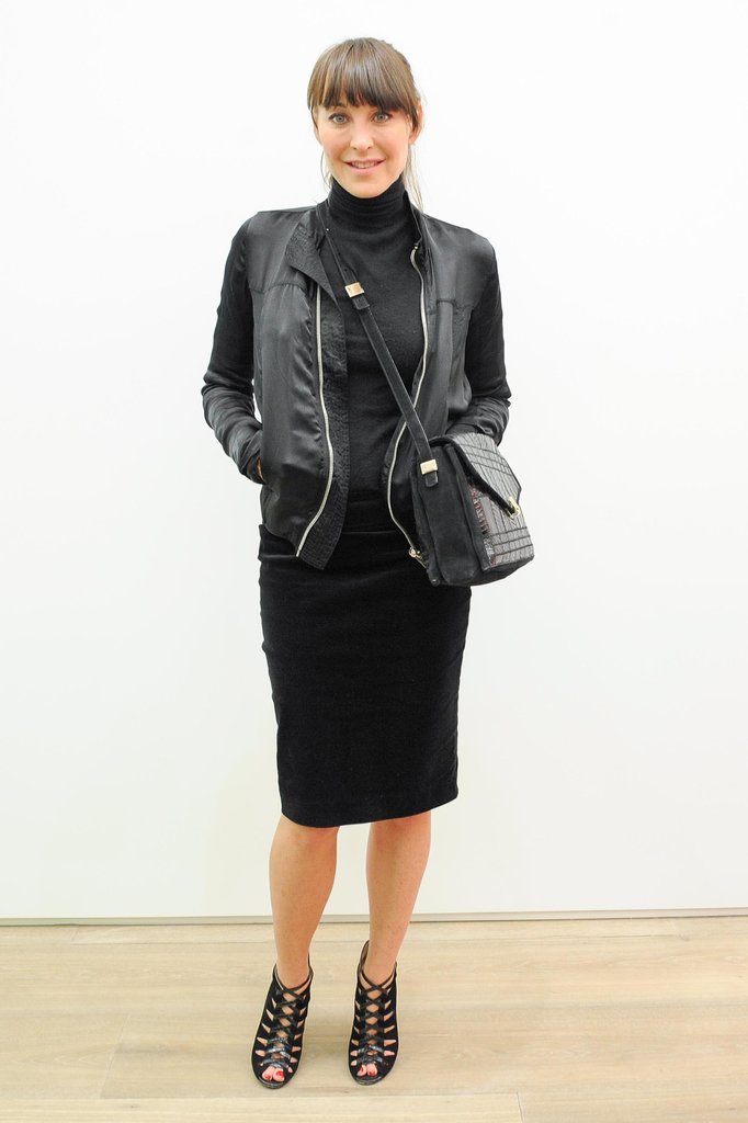 Tamara Mellon added edge to her black ensemble with leather accessories at New York's Galerie Perrotin.
Tamara Mellon added edge to her black ensemble with leather accessories at New York's Galerie Perrotin.