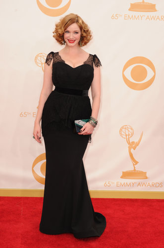 Christina Hendricks went for all black in a Christian Siriano gown. Her final touches came from an Edie Parker bag and Lorraine Schwartz jewelry.
Christina Hendricks went for all black in a Christian Siriano gown. Her final touches came from an Edie Parker bag and Lorraine Schwartz jewelry.